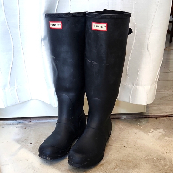 Hunter Original Back Adjust Black Rain Boot - Picture 1 of 7